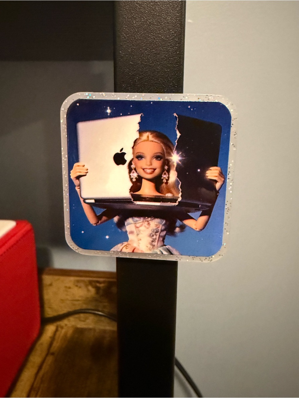 Barbie Breaking A Laptop In Half Acrylic Magnet